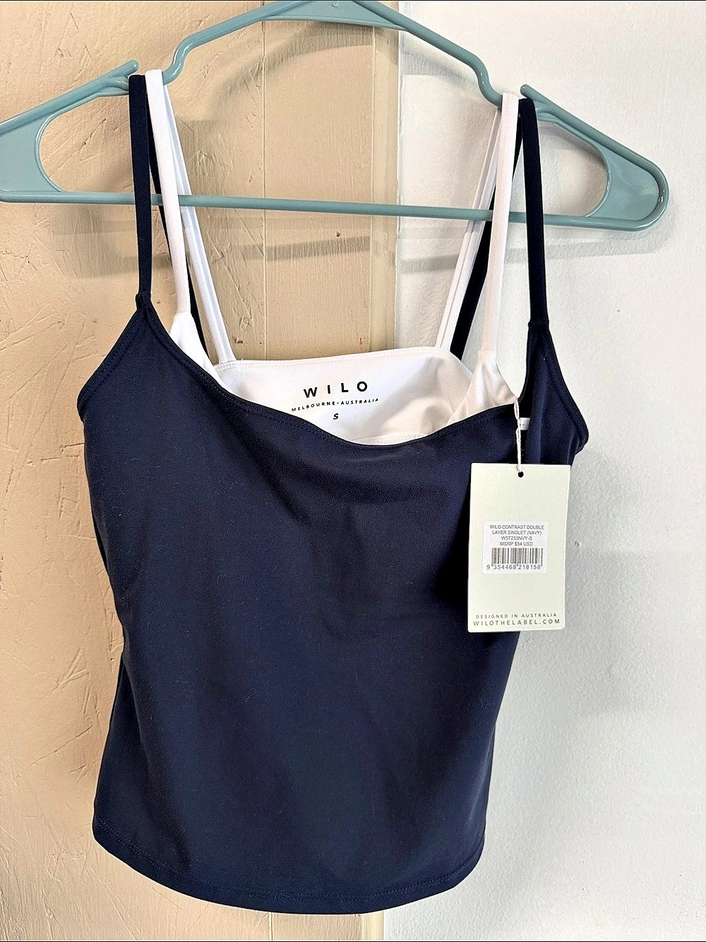Wilo Contrast Double Layer Singlet Camisole in Blue Small NWT